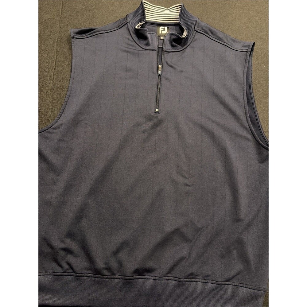 Footjoy Vest Mens Large Golf Quarter Zip Navy Blue FJ Knit 1/4 Performance Tour